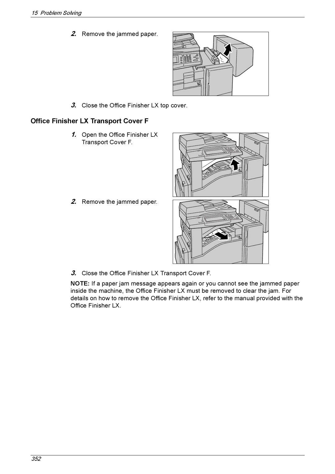 Xerox 5222 manual Office Finisher LX Transport Cover F 