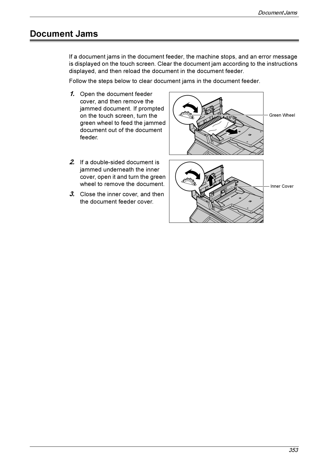 Xerox 5222 manual Document Jams 