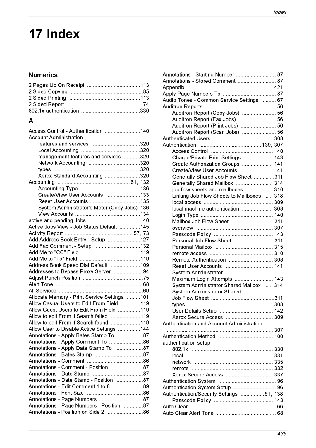 Xerox 5222 manual Index, Numerics 