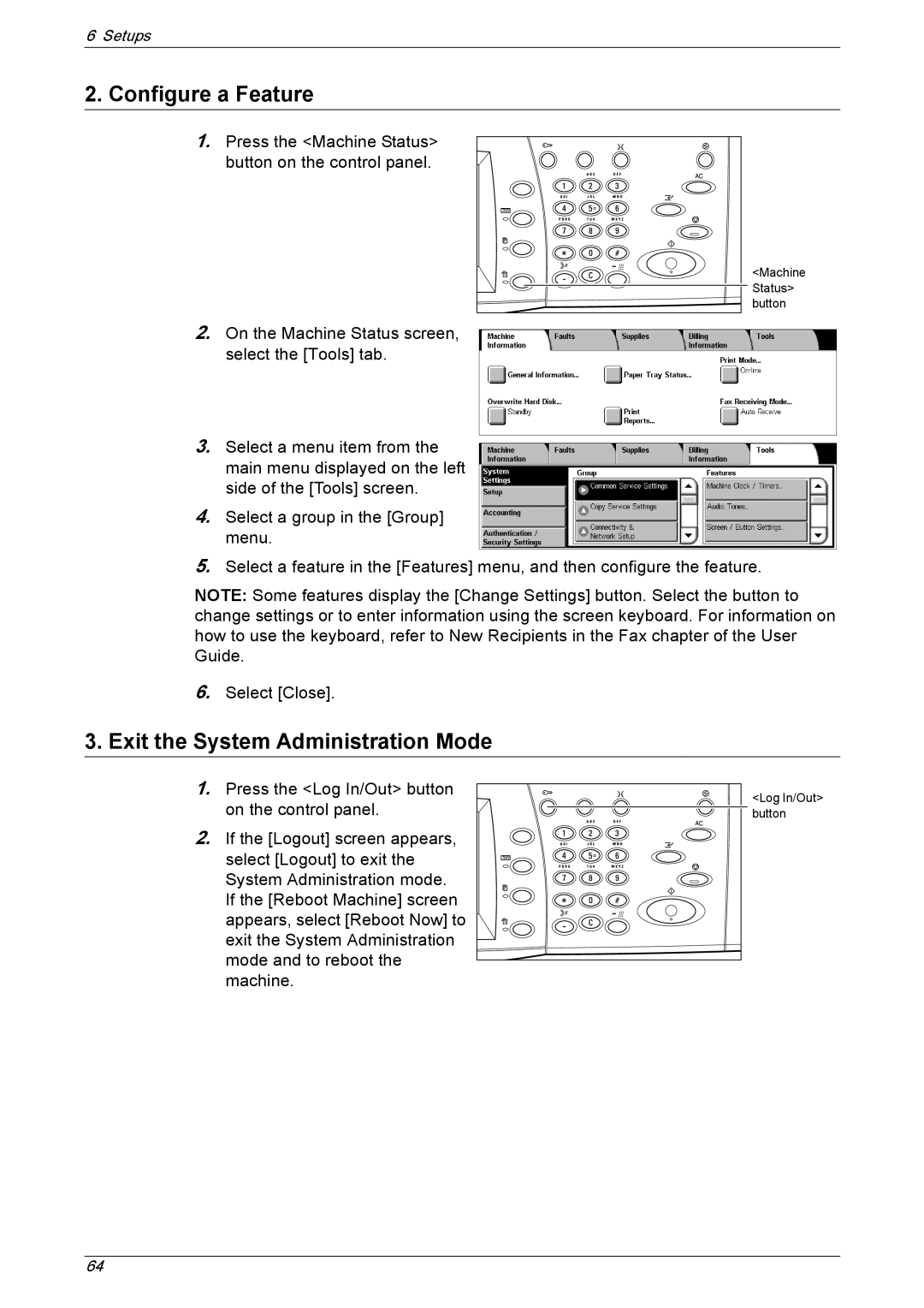 Xerox 5222 manual Configure a Feature, Exit the System Administration Mode 