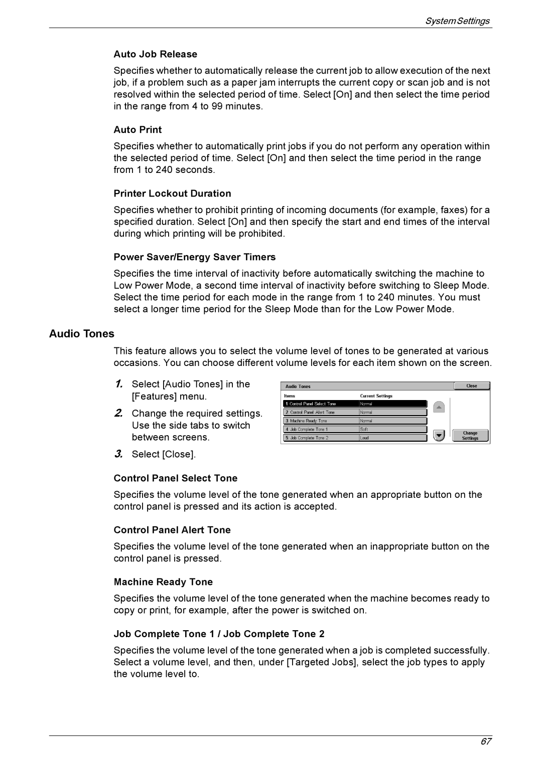 Xerox 5222 manual Audio Tones 