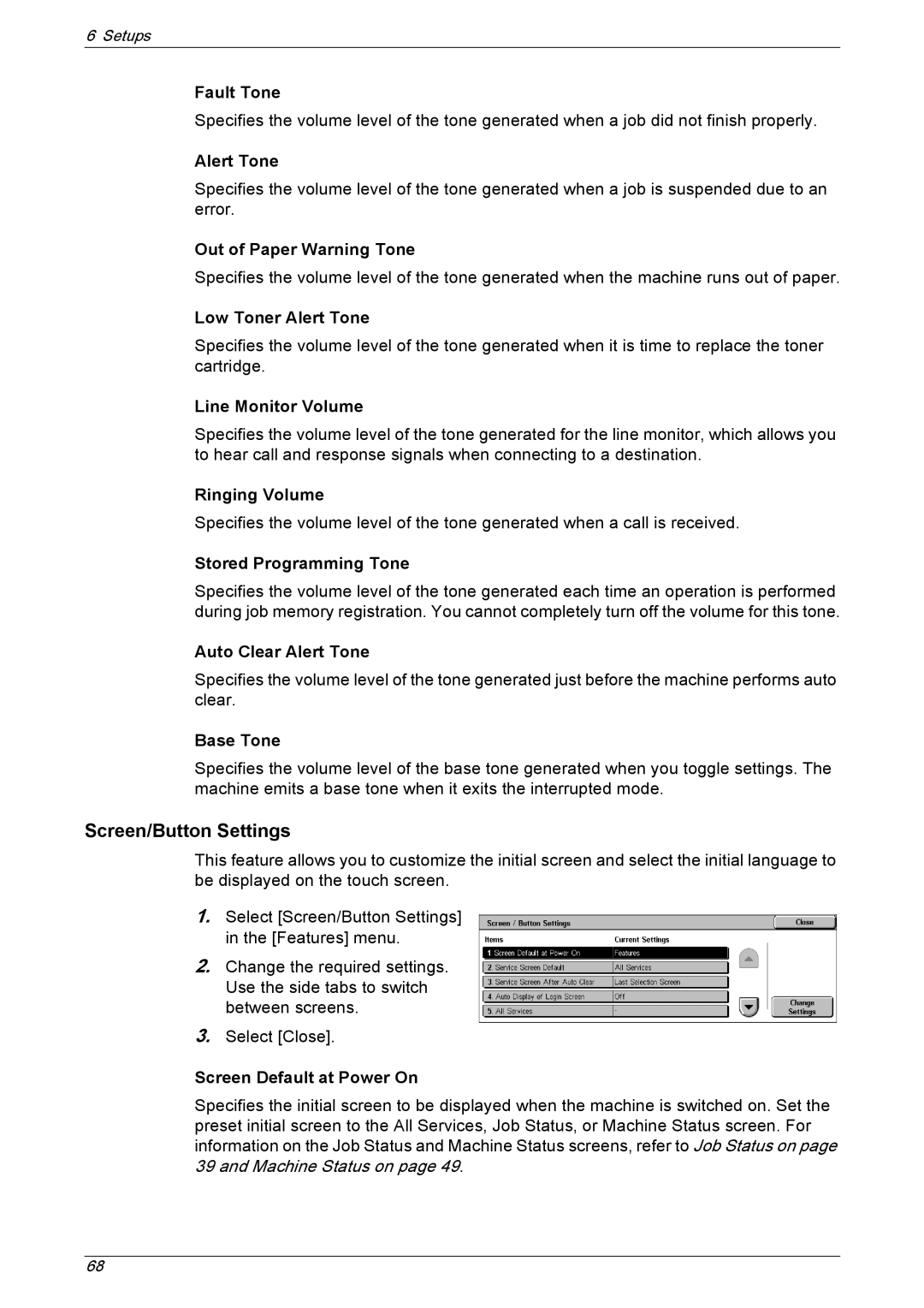 Xerox 5222 manual Screen/Button Settings 