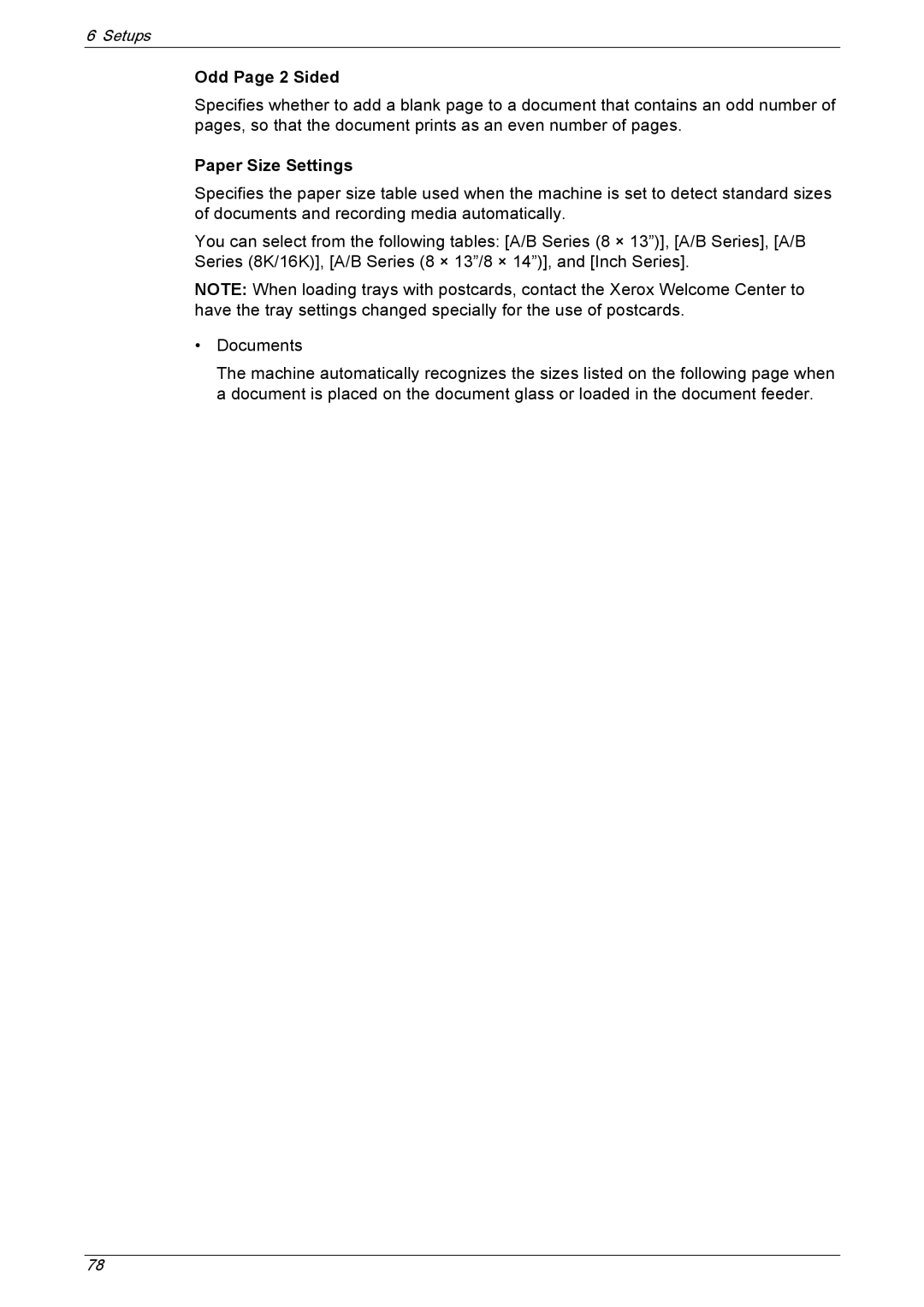 Xerox 5222 manual Odd Page 2 Sided, Paper Size Settings 