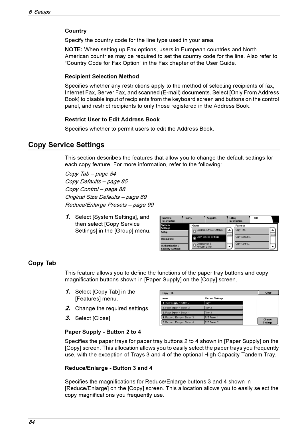 Xerox 5222 manual Copy Service Settings, Copy Tab 