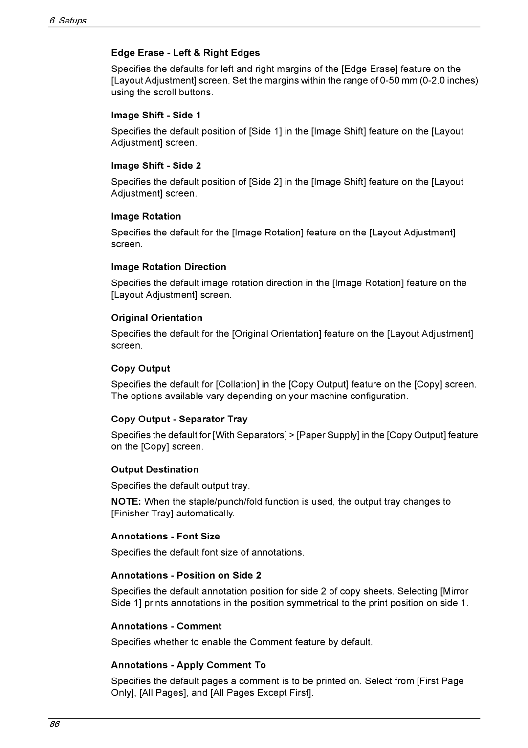 Xerox 5222 manual Edge Erase Left & Right Edges, Image Shift Side, Image Rotation Direction, Original Orientation 