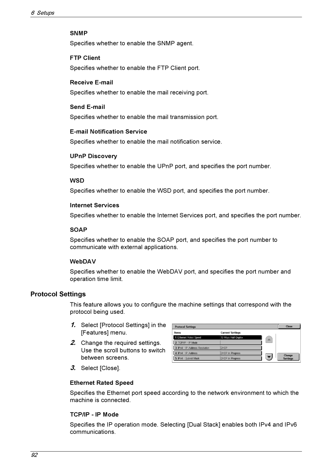 Xerox 5222 manual Protocol Settings 