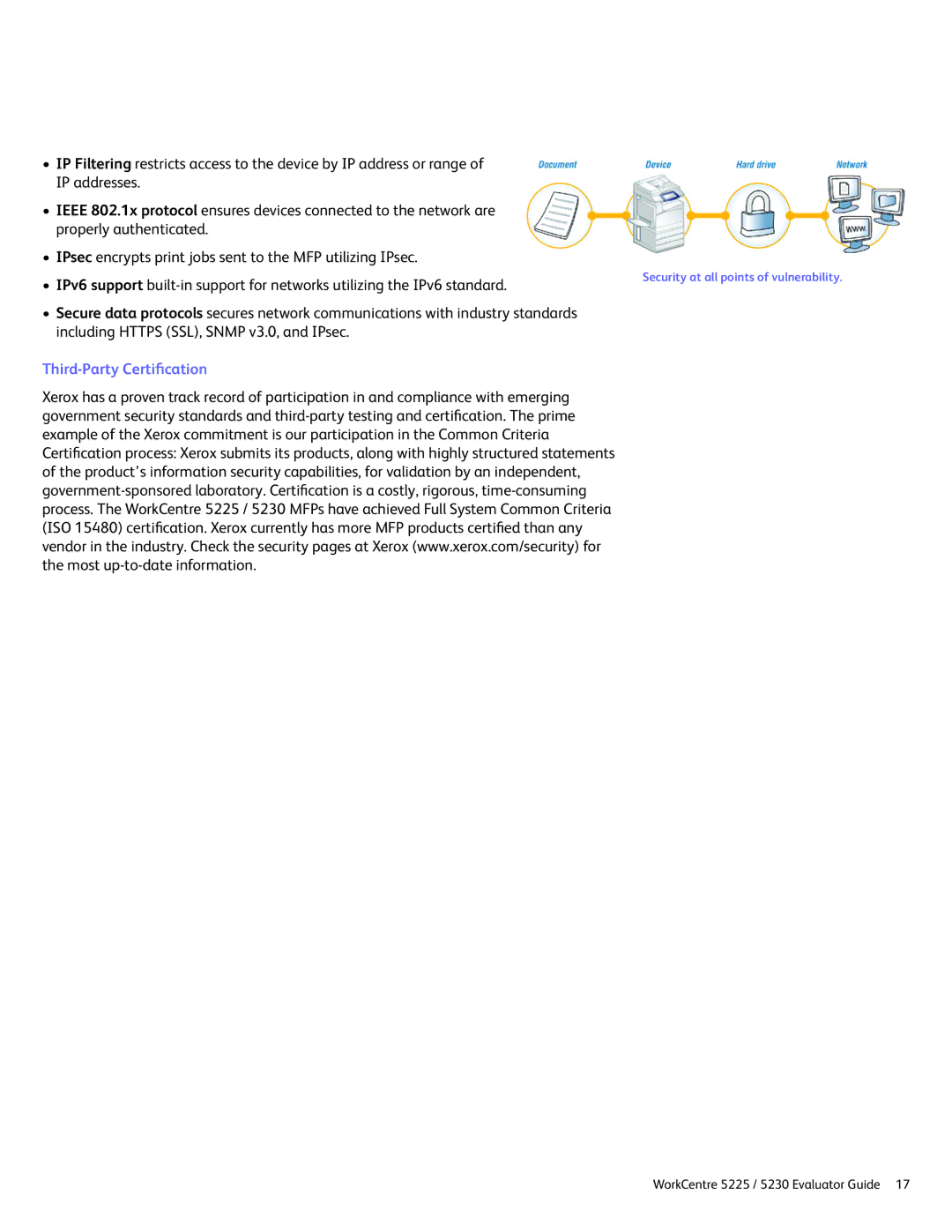 Xerox 5225 manual Third-Party Certification 