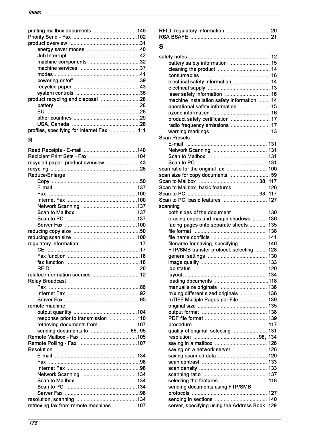 Xerox 5230 manual Index 