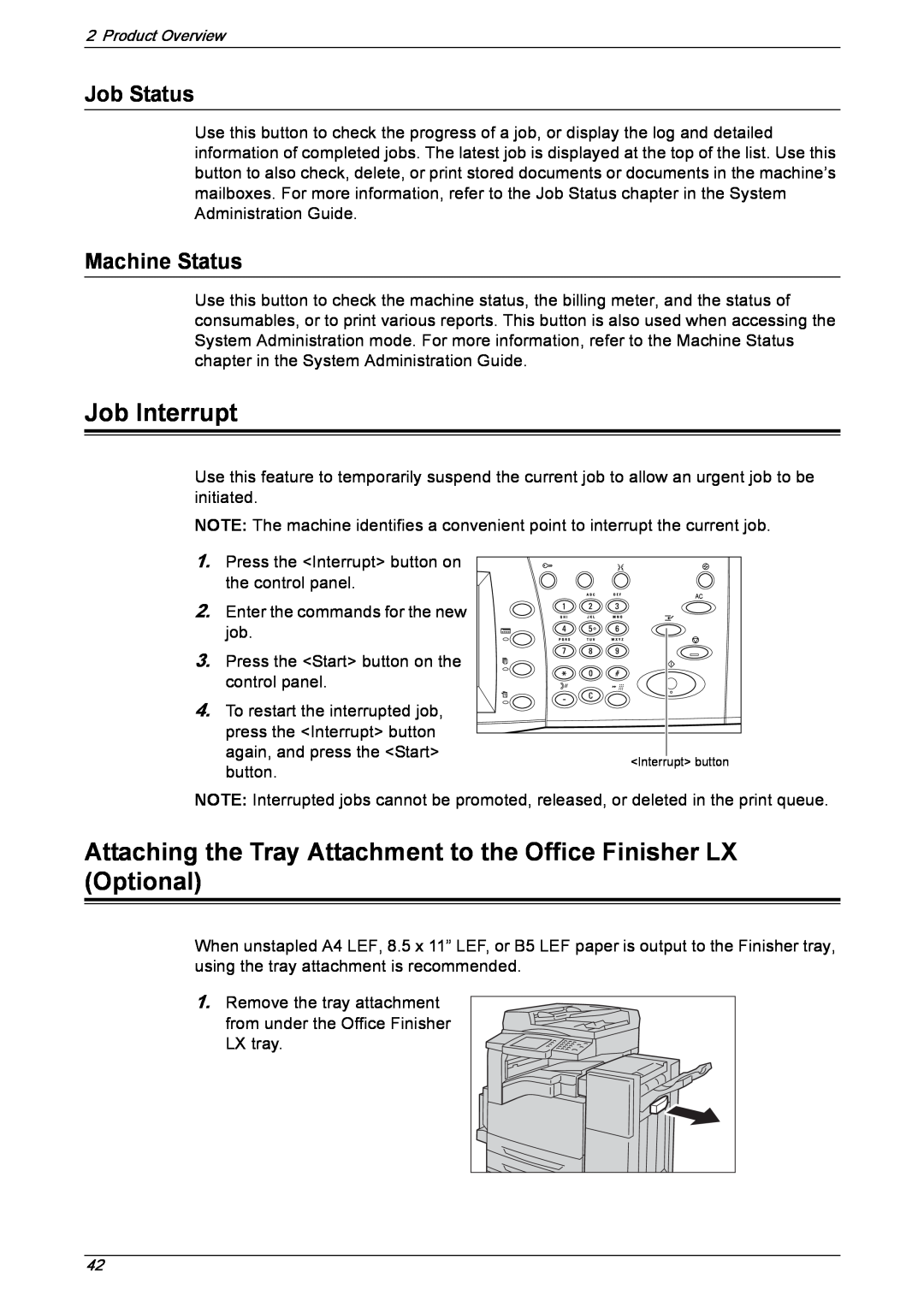 Xerox 5230 manual Job Interrupt, Job Status, Machine Status 