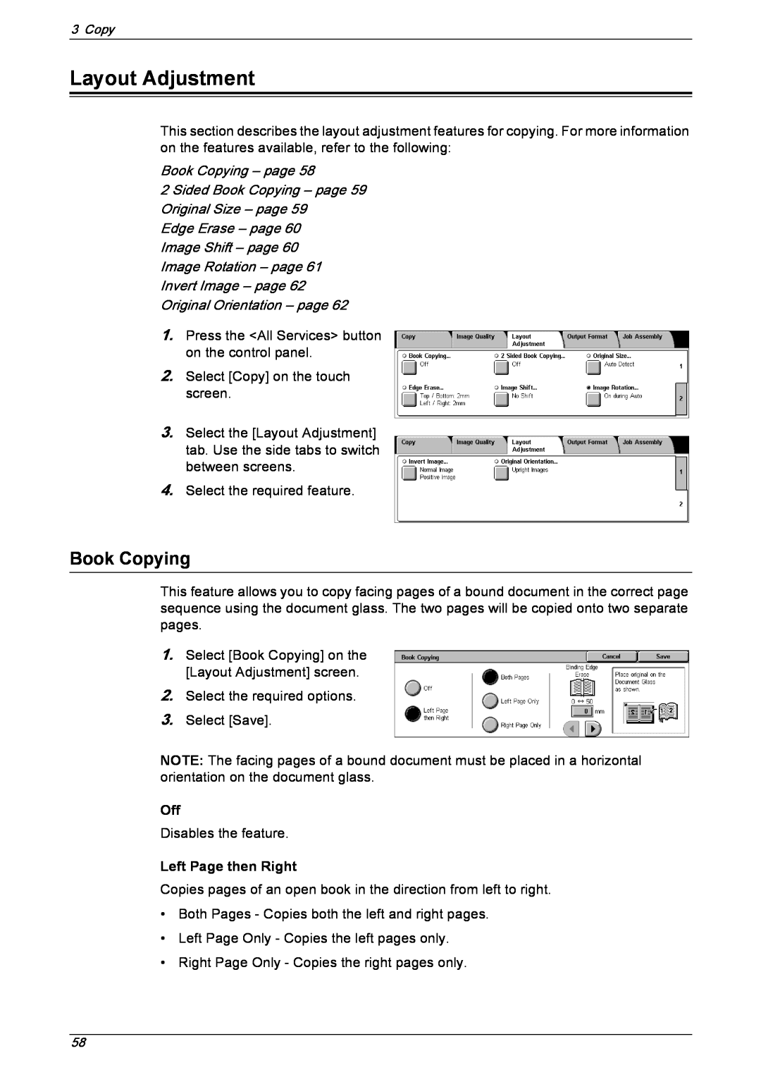 Xerox 5230 manual Layout Adjustment, Book Copying – page, Left Page then Right 