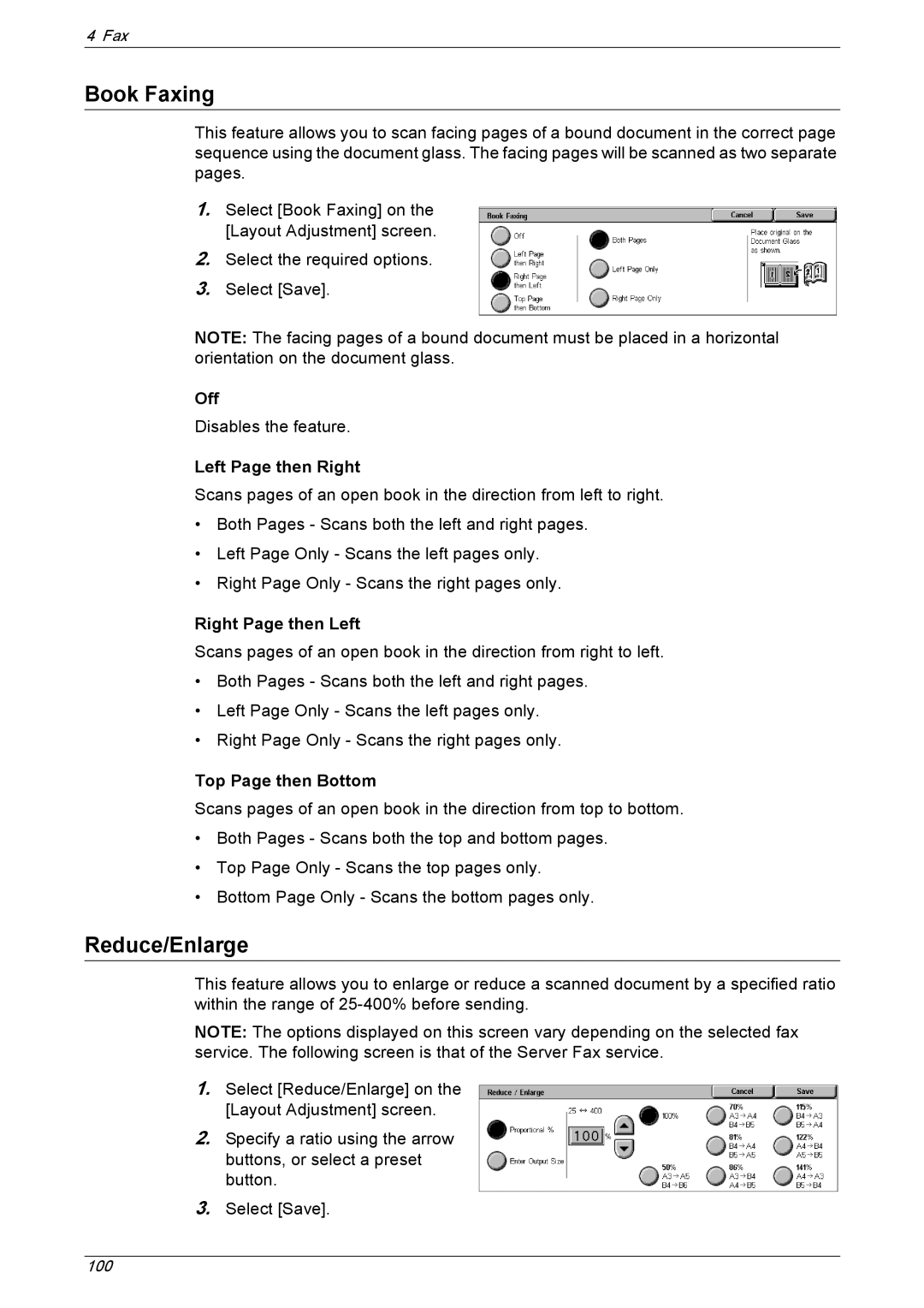 Xerox 5230 manual Book Faxing, Right Page then Left, Top Page then Bottom 