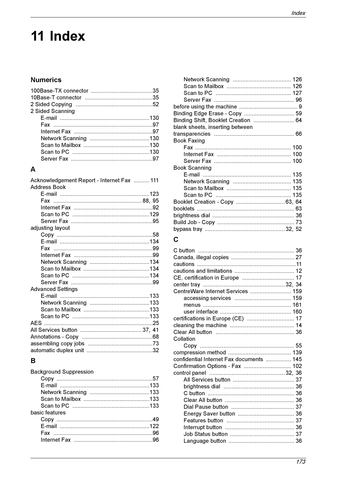 Xerox 5230 manual Index, Numerics 