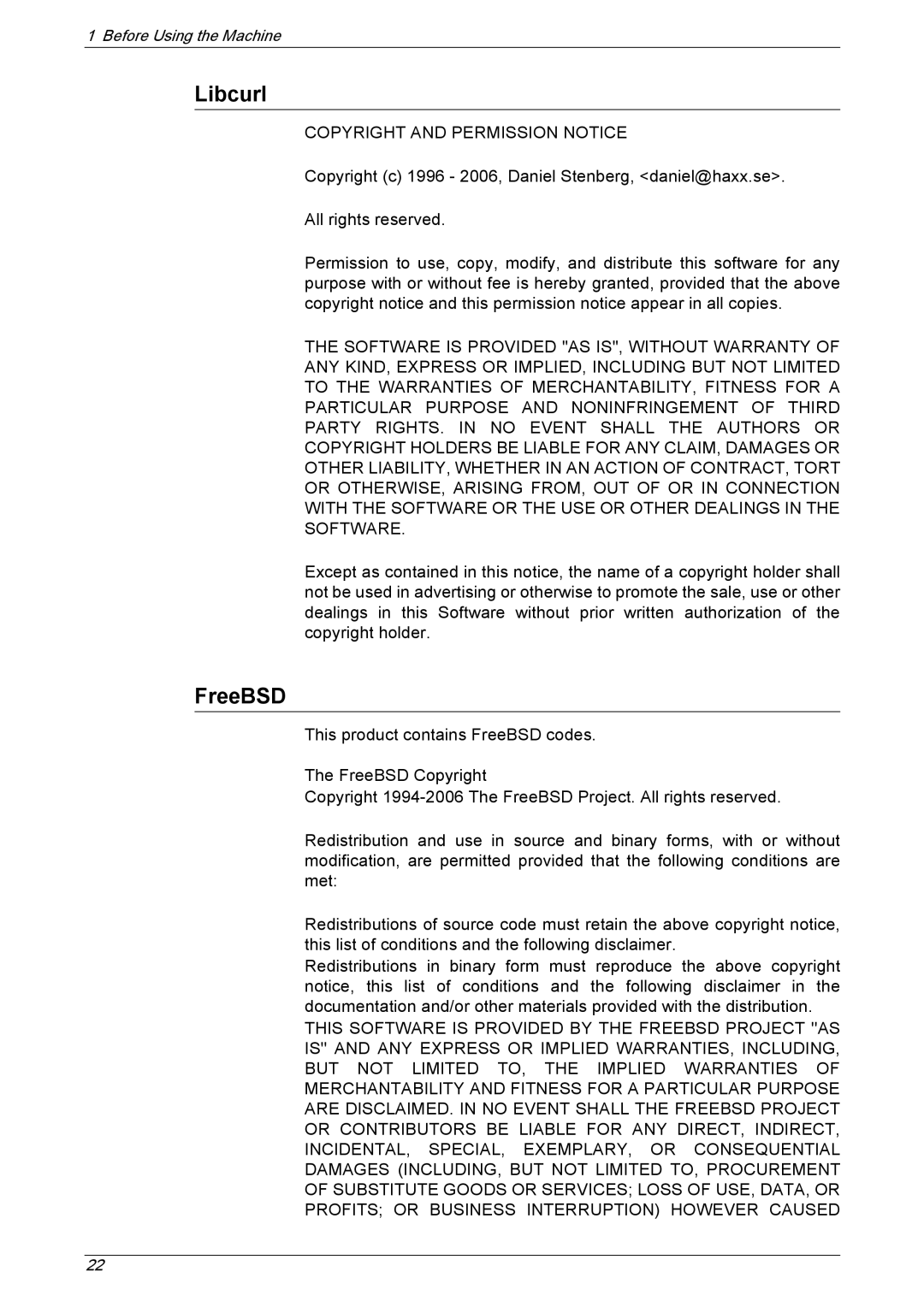 Xerox 5230 manual Libcurl, FreeBSD 