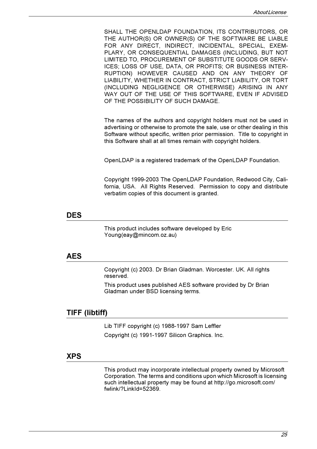 Xerox 5230 manual Aes, Tiff libtiff 