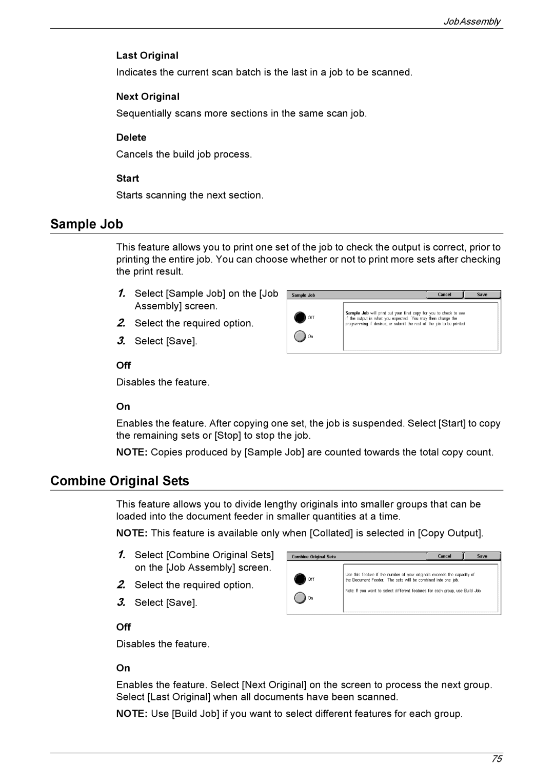 Xerox 5230 manual Sample Job, Combine Original Sets 