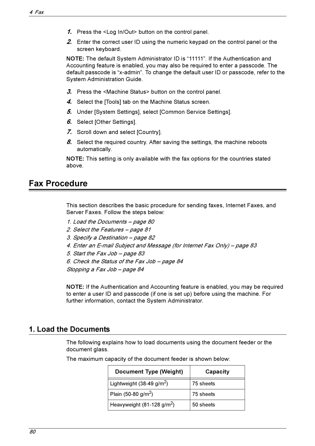 Xerox 5230 manual Fax Procedure, Load the Documents 