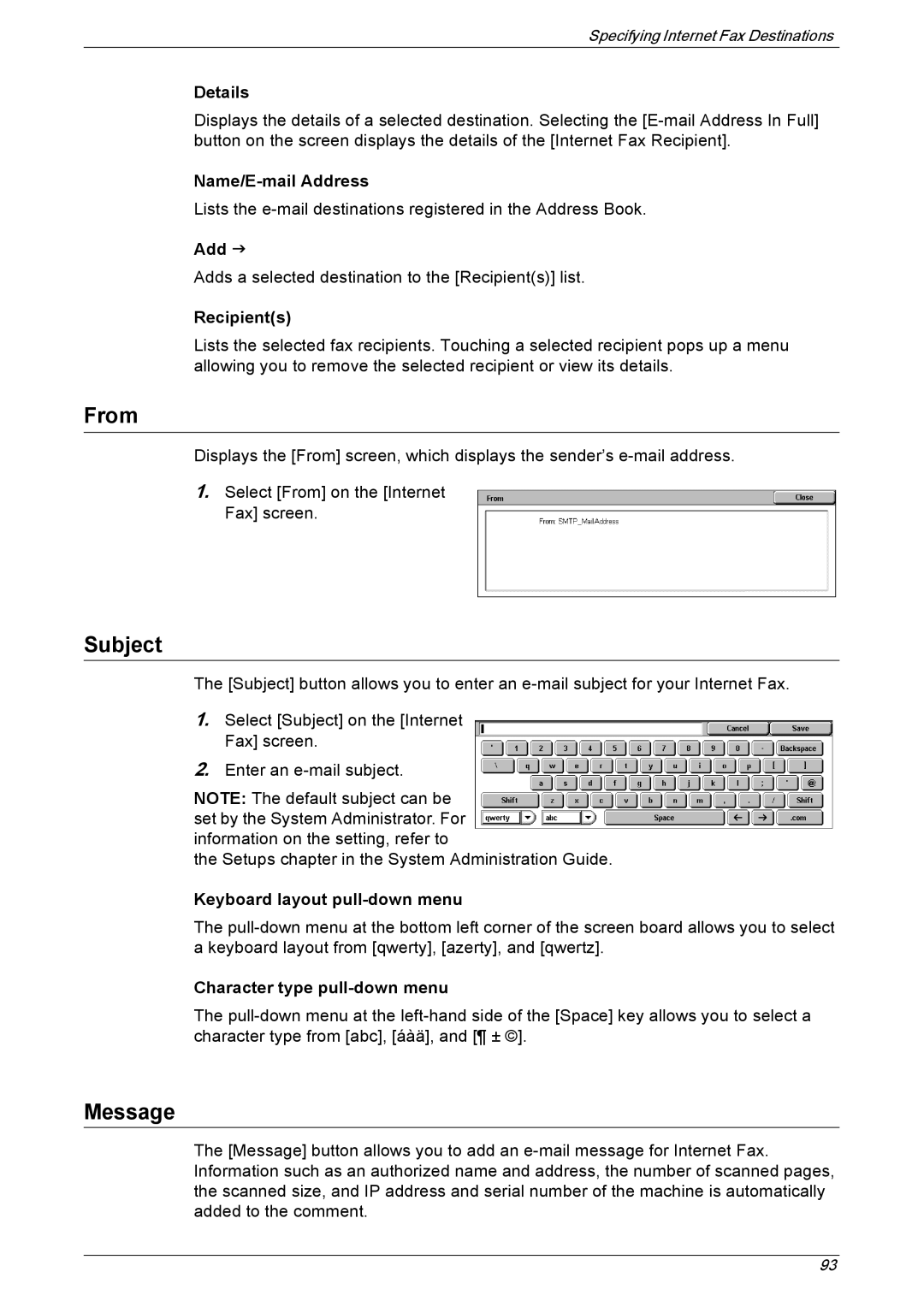 Xerox 5230 manual From, Subject, Message 