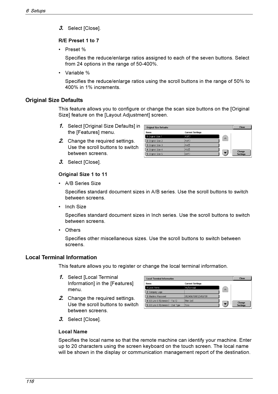 Xerox 5230A, 5225A manual Local Terminal Information, Local Name 