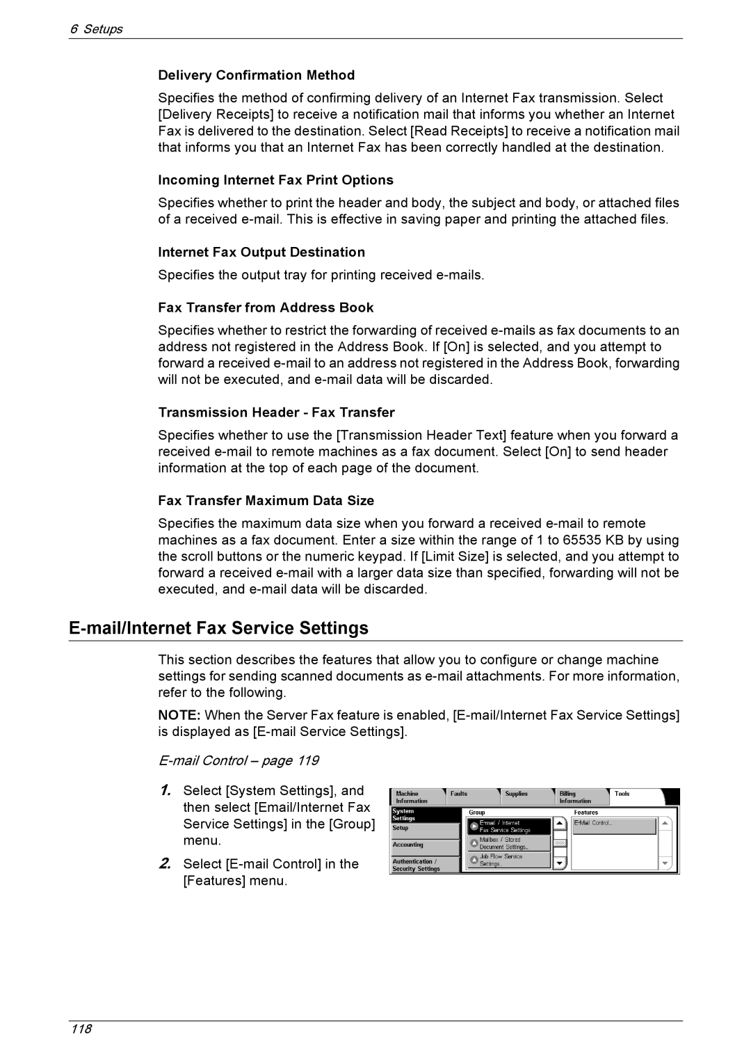 Xerox 5230A, 5225A manual Mail/Internet Fax Service Settings 