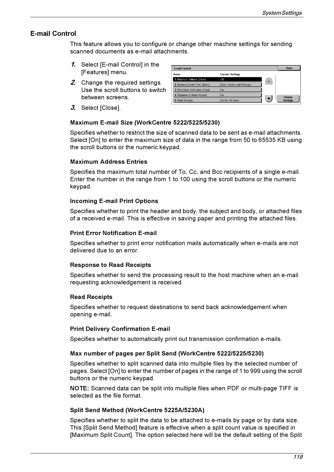 Xerox 5225A, 5230A manual Mail Control 