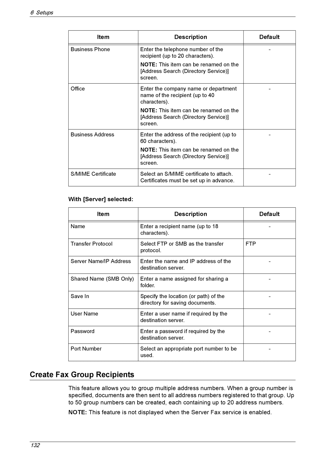 Xerox 5230A, 5225A manual Create Fax Group Recipients, With Server selected Description 