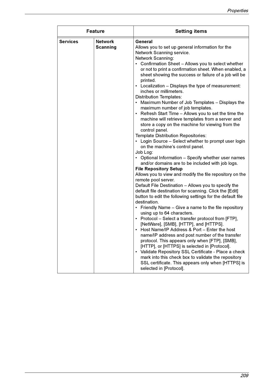 Xerox 5225A, 5230A manual Services Network General Scanning 