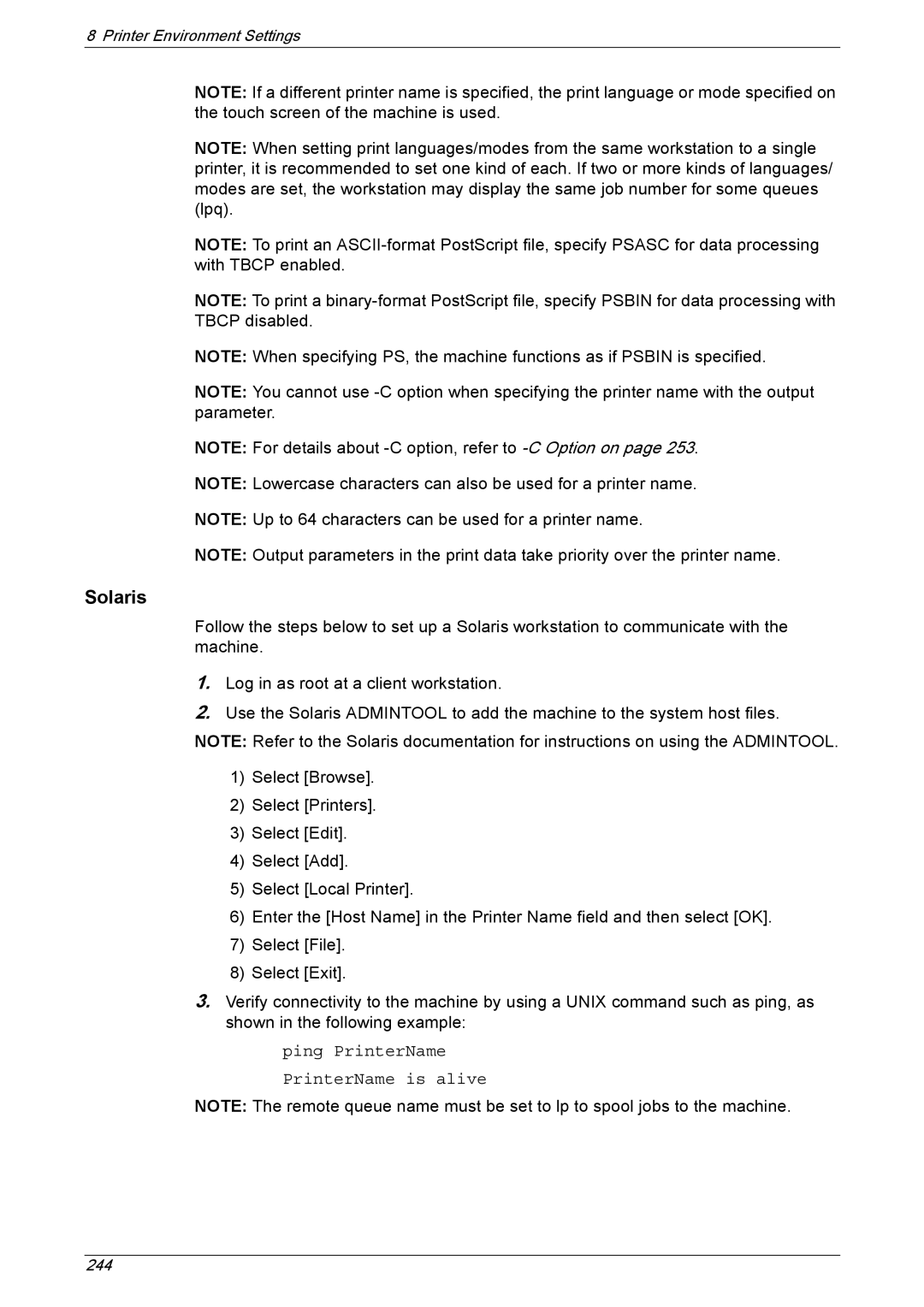 Xerox 5230A, 5225A manual Solaris 