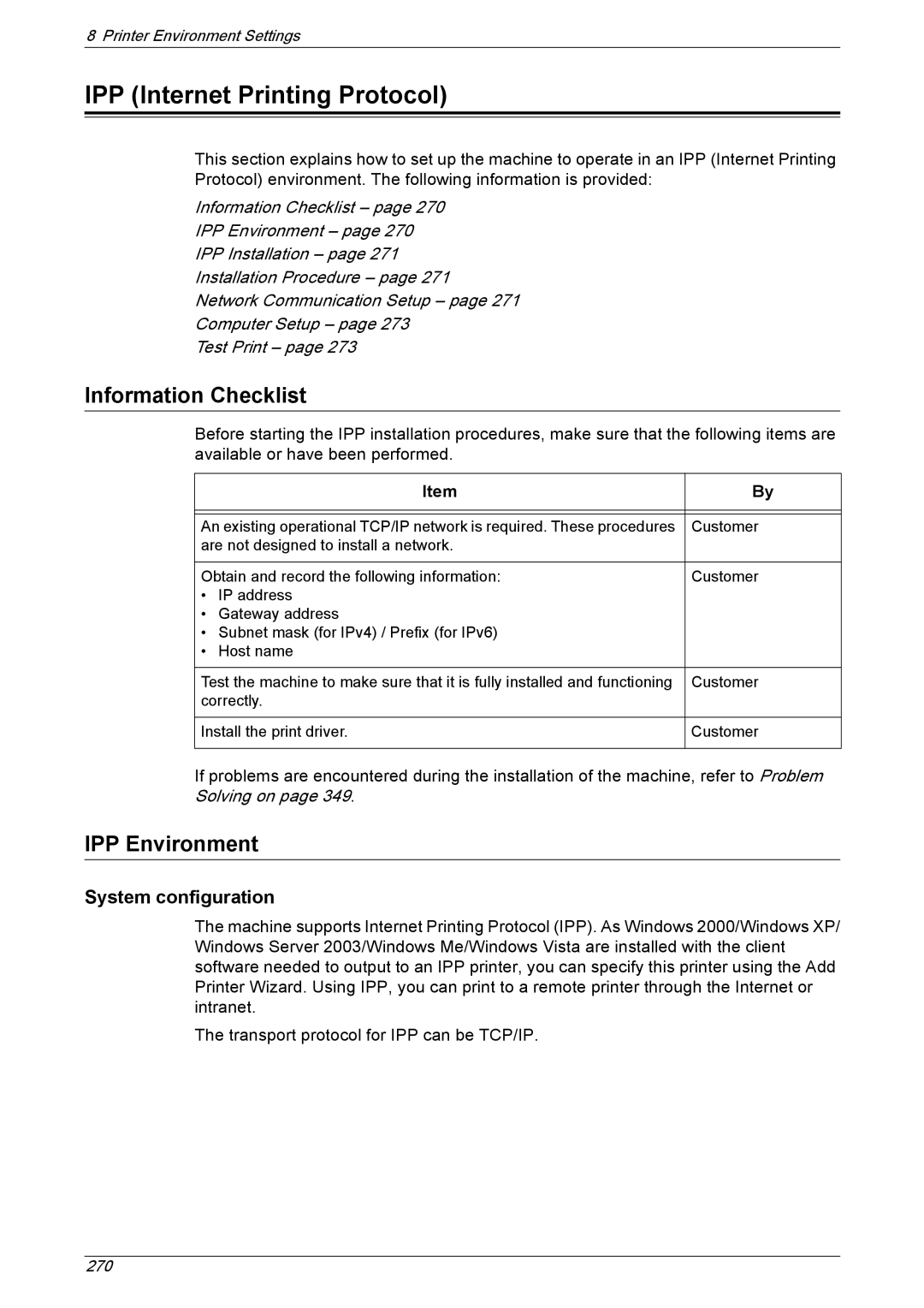 Xerox 5230A, 5225A manual IPP Internet Printing Protocol, IPP Environment 