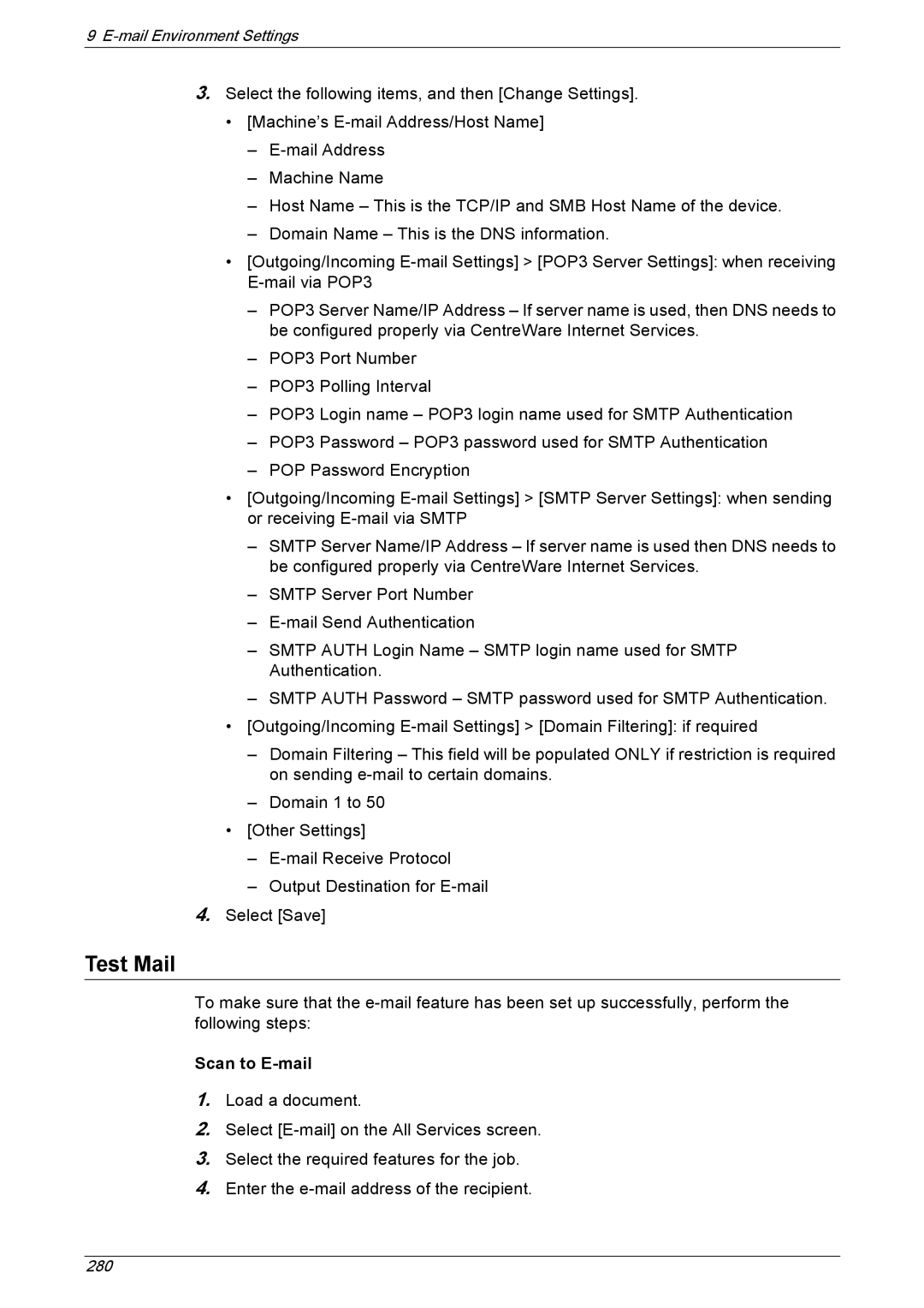 Xerox 5230A, 5225A manual Test Mail, Scan to E-mail 