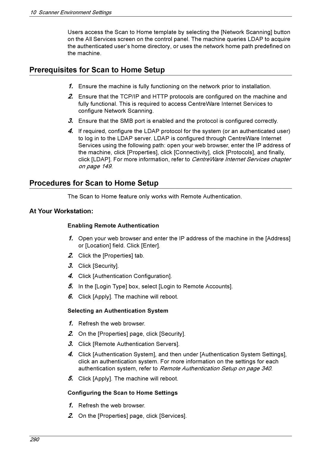 Xerox 5230A, 5225A manual Prerequisites for Scan to Home Setup, Procedures for Scan to Home Setup, At Your Workstation 