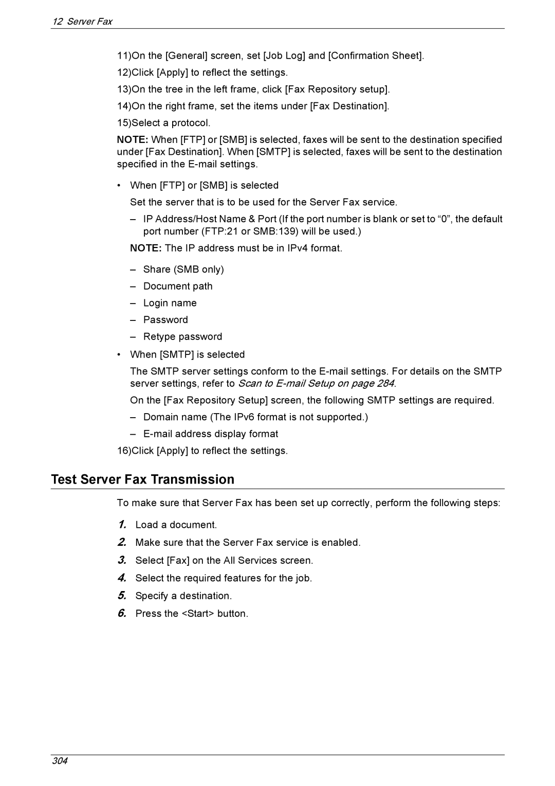 Xerox 5230A, 5225A manual Test Server Fax Transmission 