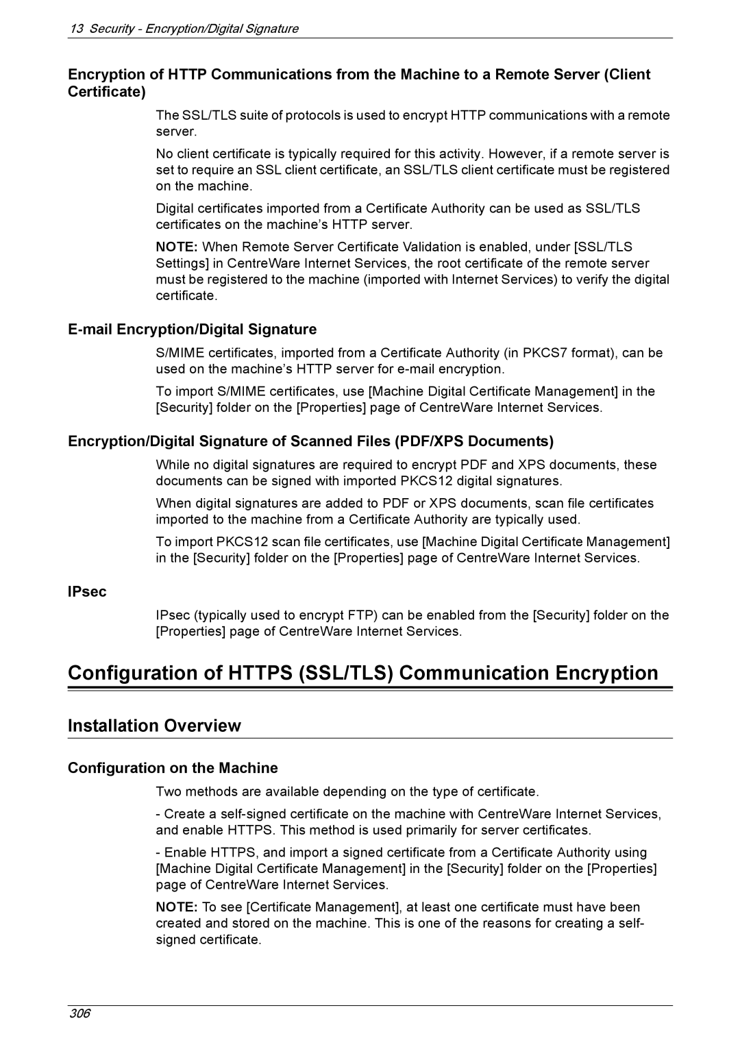 Xerox 5230A, 5225A manual Configuration of Https SSL/TLS Communication Encryption, Installation Overview, IPsec 