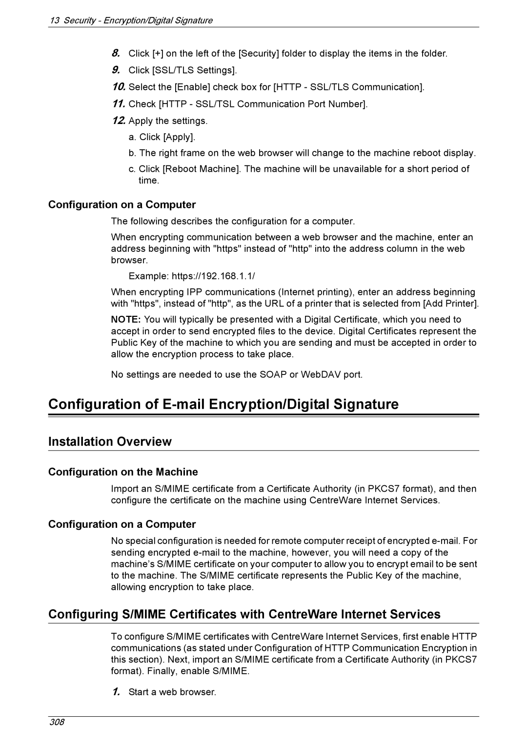 Xerox 5230A, 5225A manual Configuration of E-mail Encryption/Digital Signature 