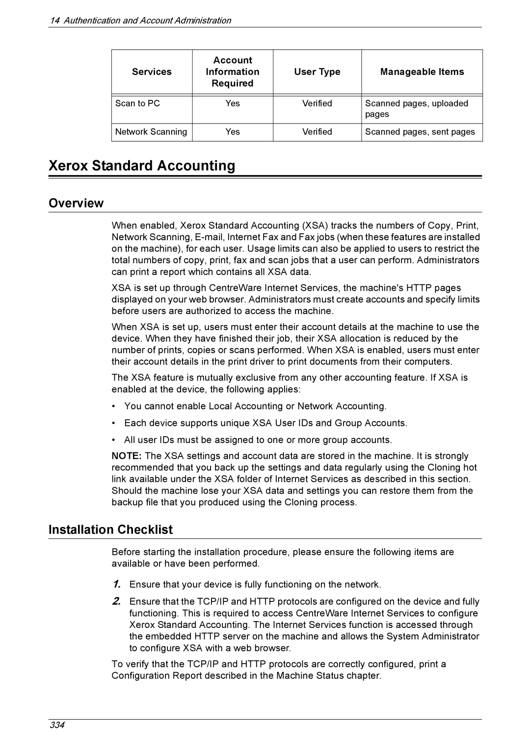 Xerox 5230A, 5225A manual Xerox Standard Accounting, Overview, Installation Checklist 