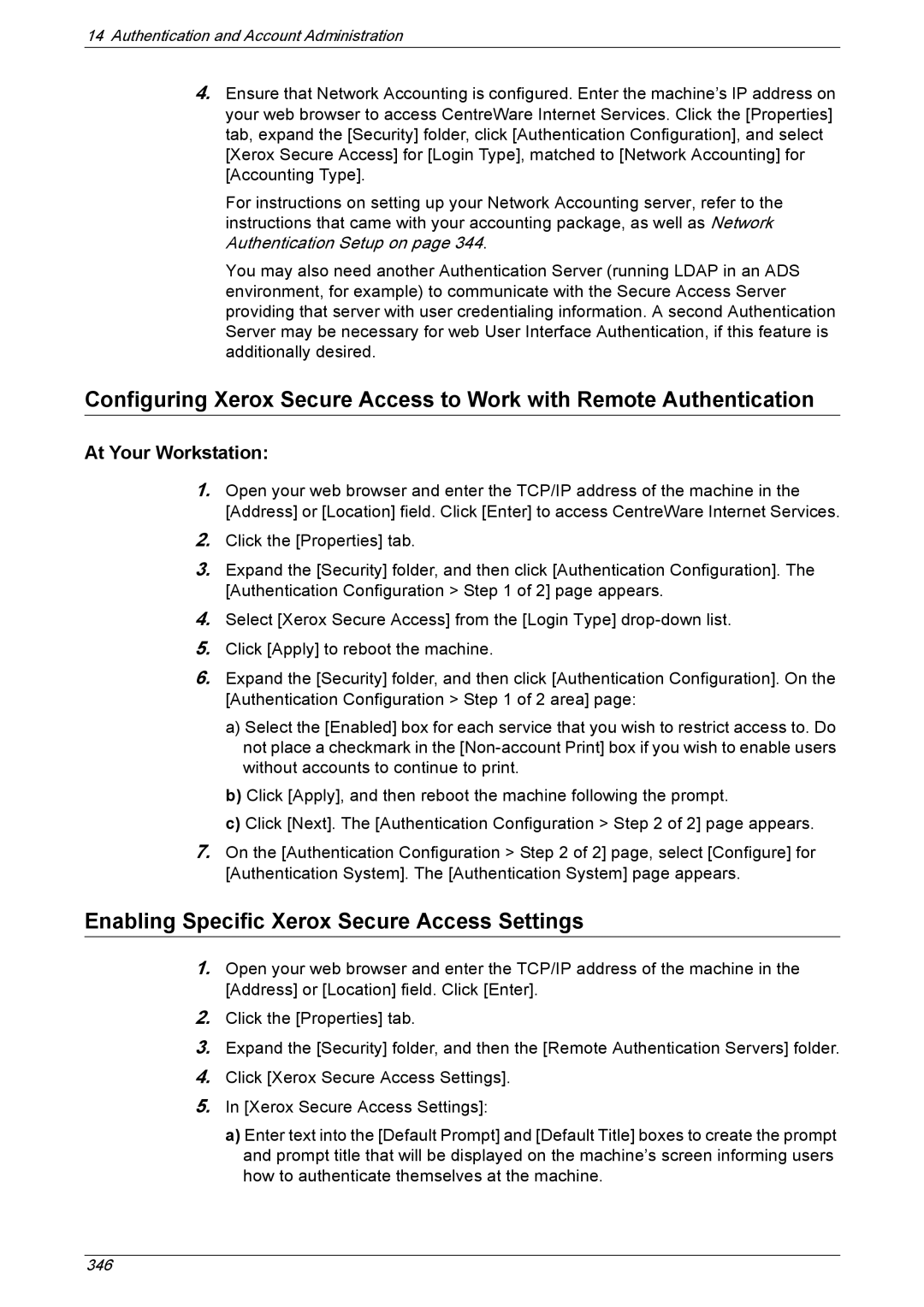 Xerox 5230A, 5225A manual Enabling Specific Xerox Secure Access Settings, At Your Workstation 