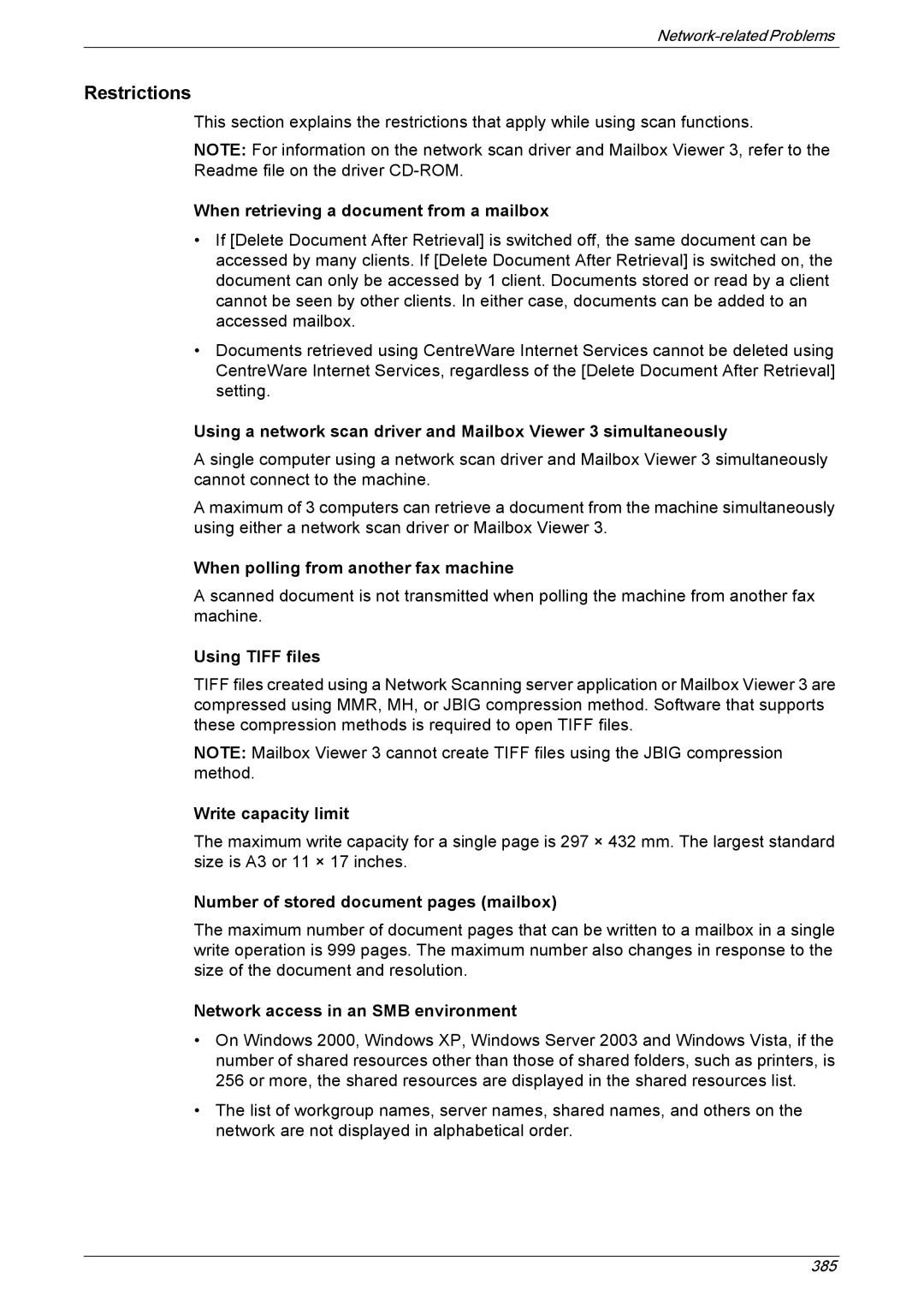 Xerox 5225A, 5230A manual When retrieving a document from a mailbox, When polling from another fax machine, Using Tiff files 