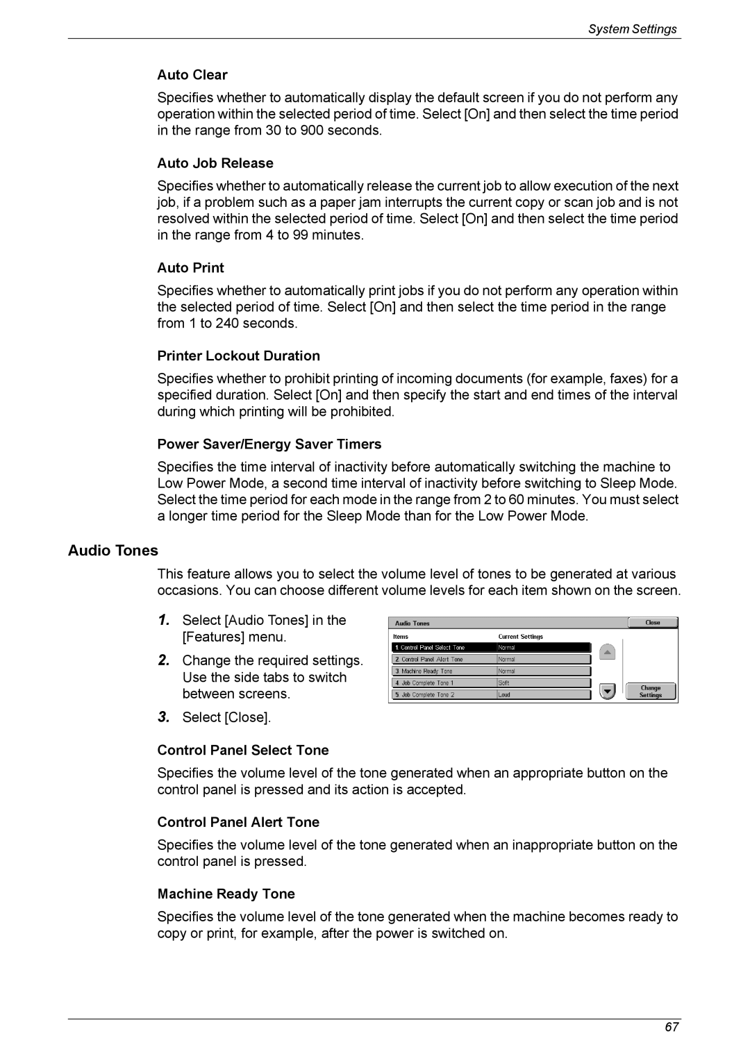 Xerox 5225A, 5230A manual Audio Tones 