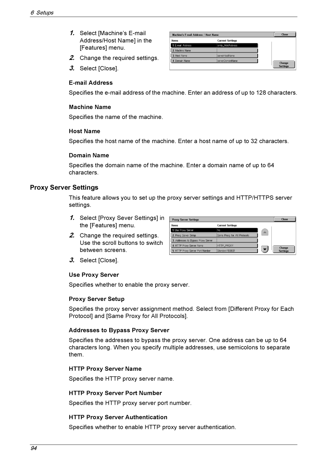 Xerox 5230A, 5225A manual Proxy Server Settings 