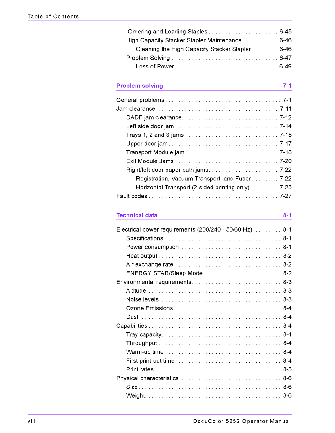 Xerox 5252 manual Problem solving 