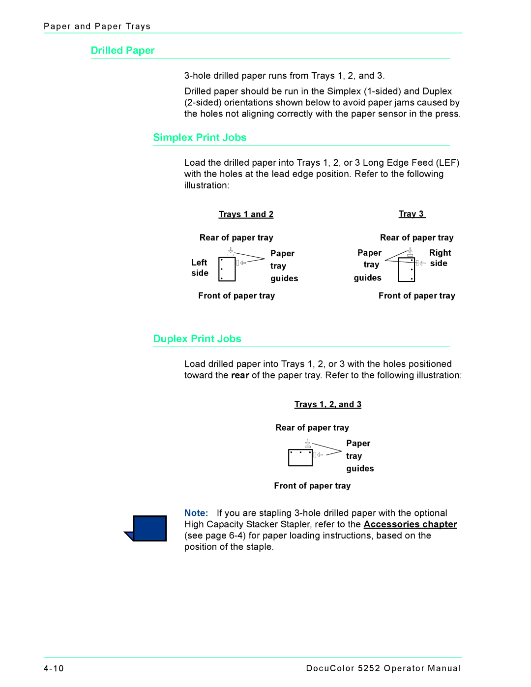 Xerox 5252 manual Drilled Paper 