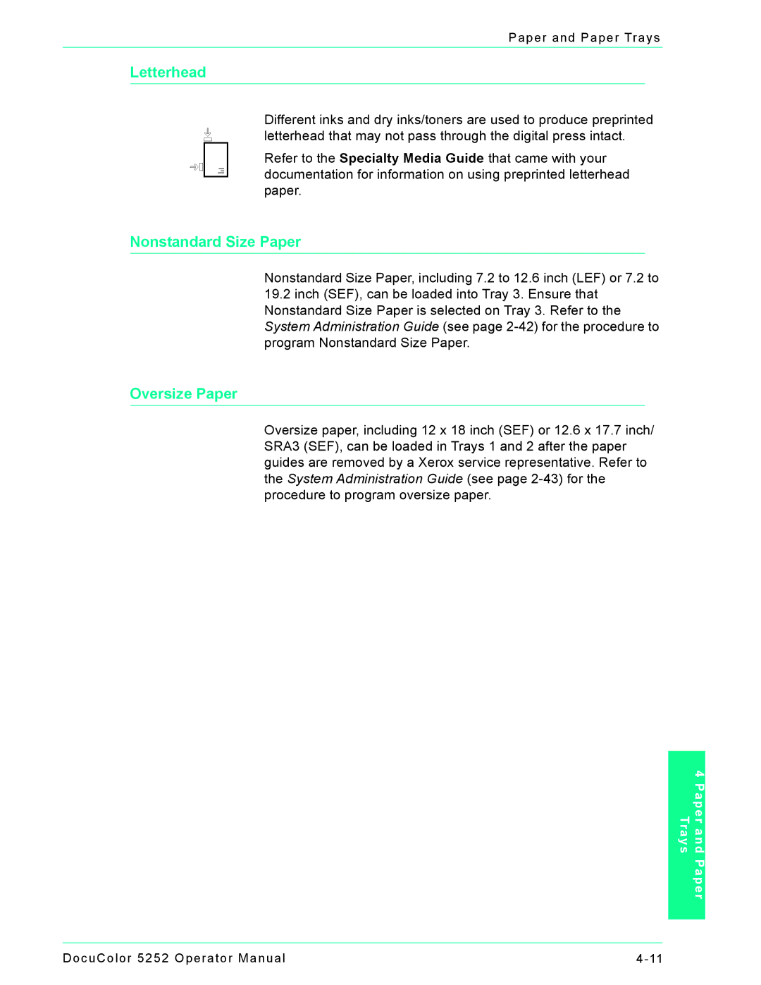 Xerox 5252 manual Letterhead 