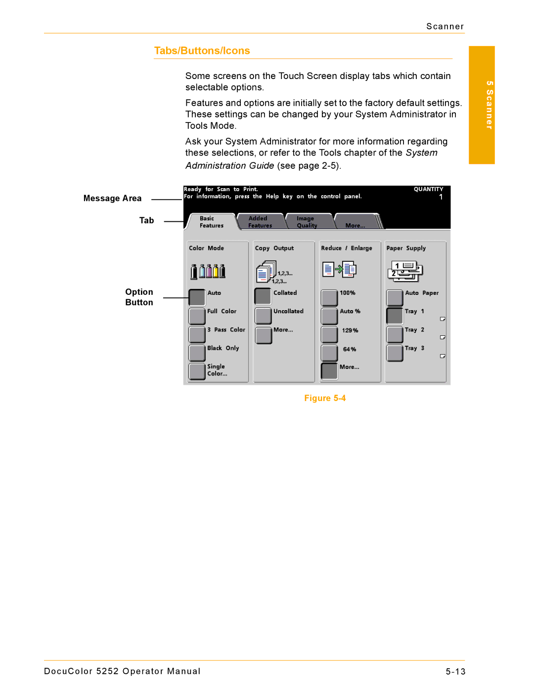 Xerox 5252 manual Tabs/Buttons/Icons 