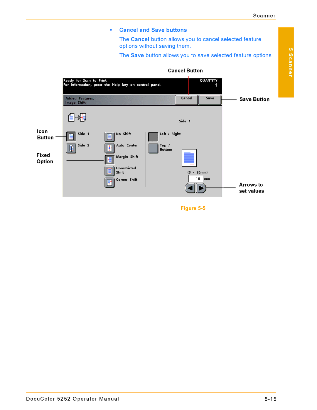 Xerox 5252 manual Cancel and Save buttons 