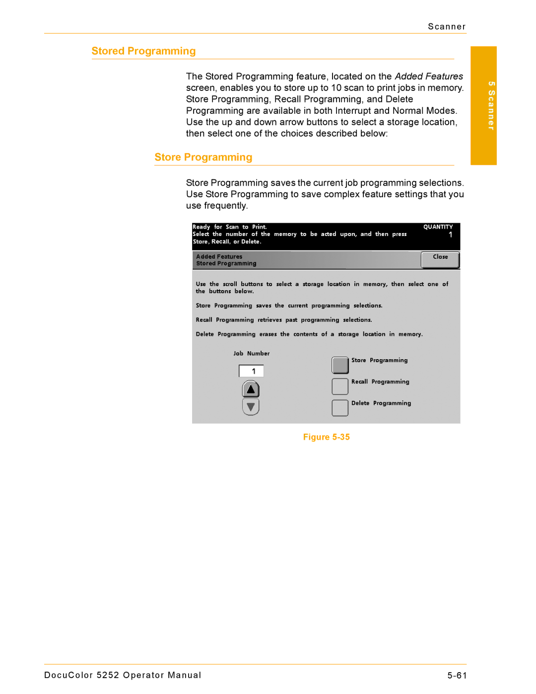 Xerox 5252 manual Stored Programming, Store Programming 