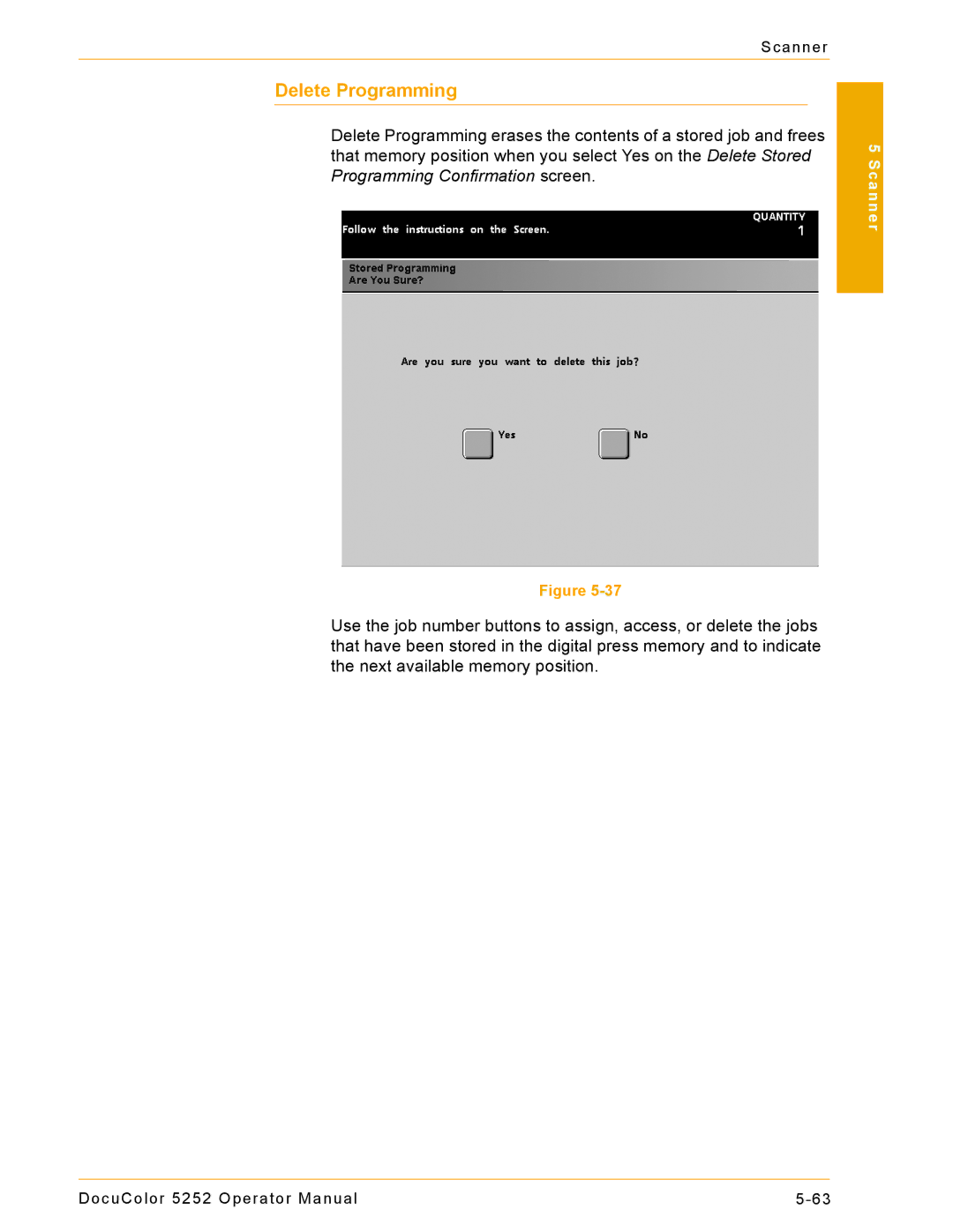 Xerox 5252 manual Delete Programming 