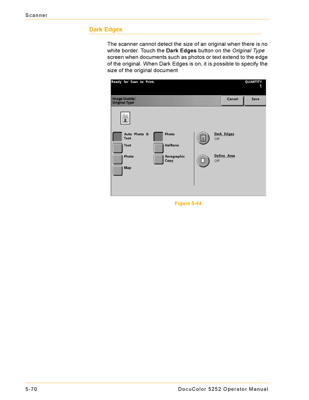 Xerox 5252 manual Dark Edges 