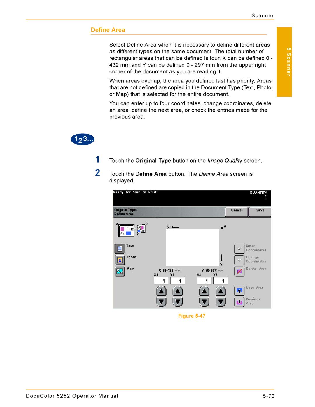 Xerox 5252 manual Define Area 