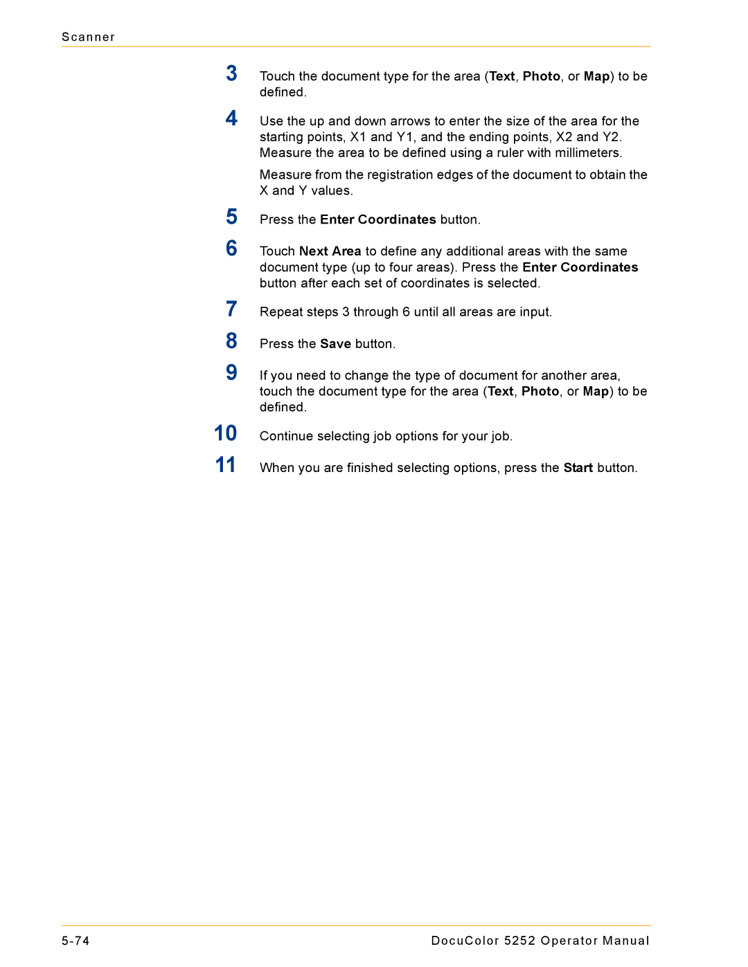 Xerox 5252 manual Press the Enter Coordinates button 