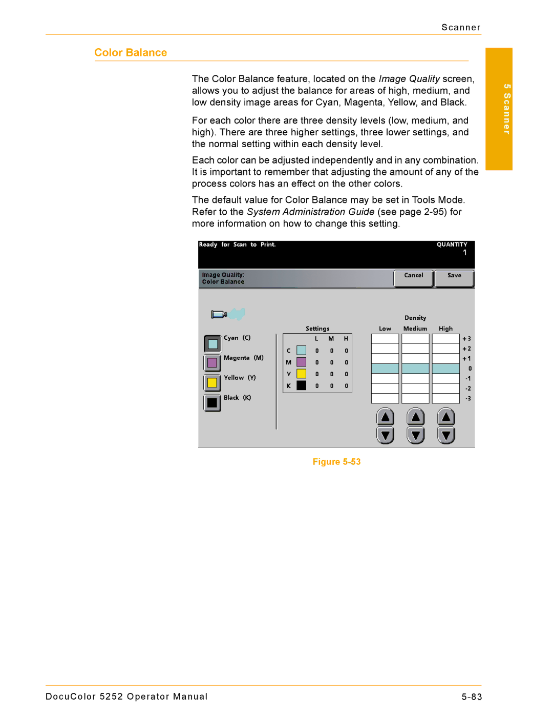 Xerox 5252 manual Color Balance 