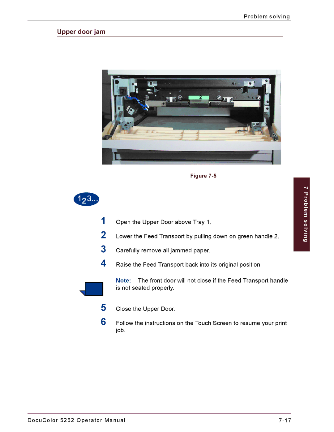 Xerox 5252 manual Upper door jam 